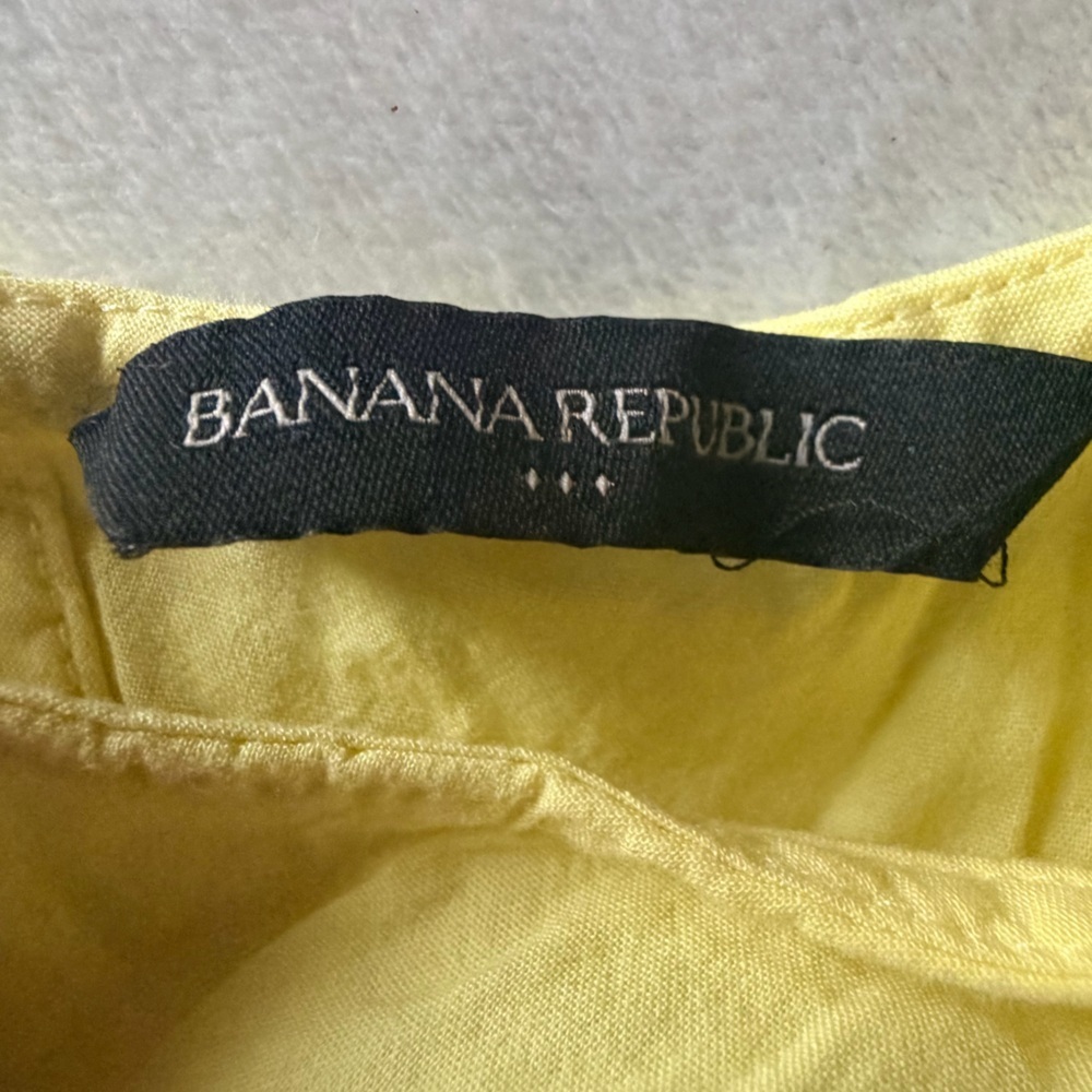 Banana Republic Yellow Ruffle Flutter Sleeve Blouse Petite Small Cotton Top - Picture 6 of 11